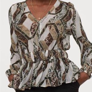 H&M Snake print smocked elastic waist